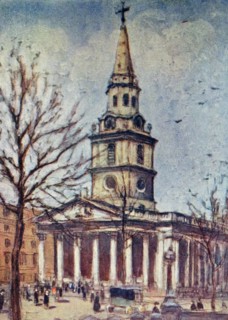 Coloured sketch of St Martin-in-the-Fields