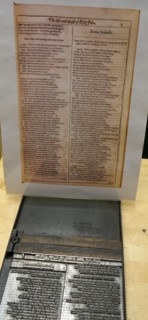 Metal plate with letters set to print