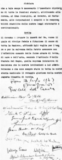 Fascist grand Council resolution against Benito Mussolini