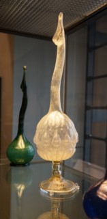Clear glass bottle with swan neck