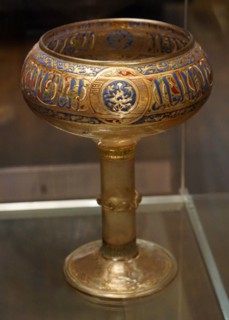 Enamelled glass with stem cup from Egypt