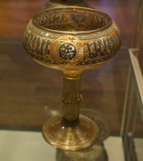 Enamelled glass with stem cup from Egypt