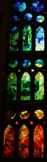 Stained glass window at the Basílica i Temple Expiatori de la Sagrada Família