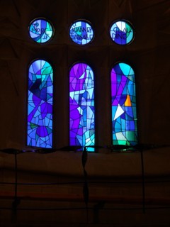 Stained glass window at the Basílica i Temple Expiatori de la Sagrada Família