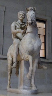 Marble statue of a youth on horseback
