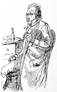 Illustration of Bellman Margon drink with a sandwich in hand