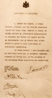Copy of the document that confirms the abdication of King Edward VIII