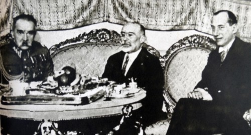 Marshall Pilsudski leader of Poland with French Foreign minister