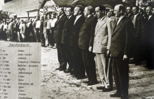 The daily inspection in a German concentration camp
