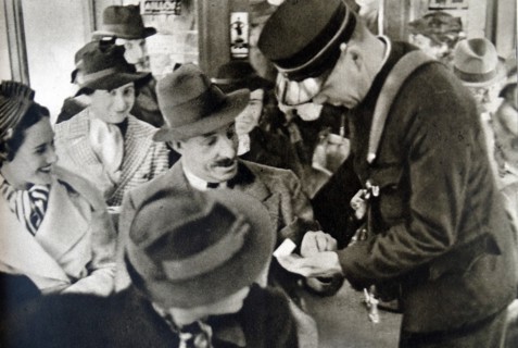Ex-King Alfonso XIII of Spain on a bus