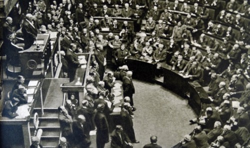 the French Chamber of Deputies in session as French Prime Minister Andre Tardieu presents his Government's programme