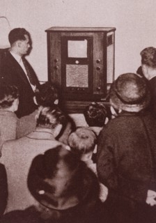 Photographic print depicting a typical 1920's radio