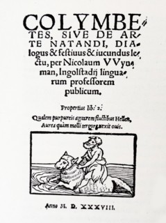 Title page of the very first book on swimming