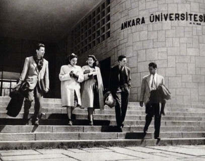 the modern entrance to the Ankara University