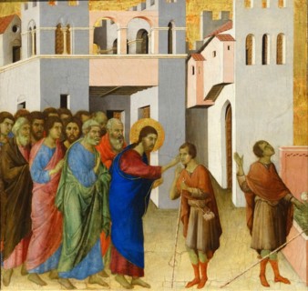 Jesus opens the Eyes of a Man Born Blind' by Duccio di Buoninsegna