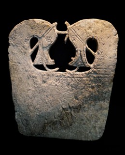 9th Century Whalebone plaque taken from a wealthy woman's grave in Norway