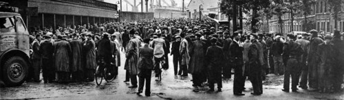 Photograph of the strikes outside the Surrey Docks