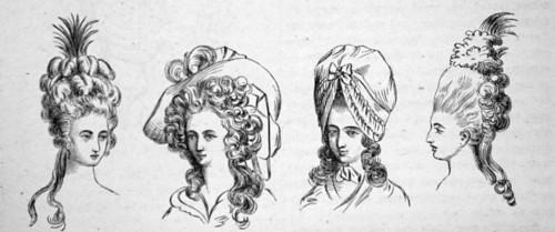 Engraving depicting head-dress during the mid 18th Century