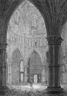 Engraving depicting the interior of Temple Church