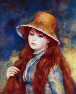 Girl with a Straw Hat' by Pierre-Auguste Renoir