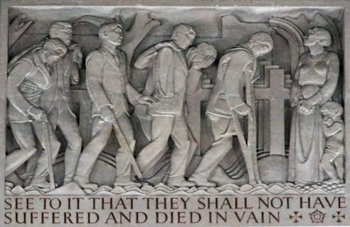 stone relief within the Hall of Memory in Centenary Square