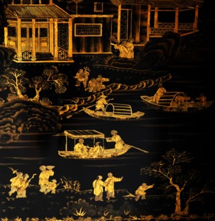 Chinese lacquered black and gold