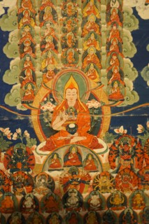 Tibetan Buddhist Thanka depicting the deities and Lamas of the Geluk Order