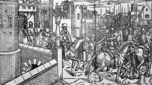Irish rebels heads on spikes over Dublin Castle