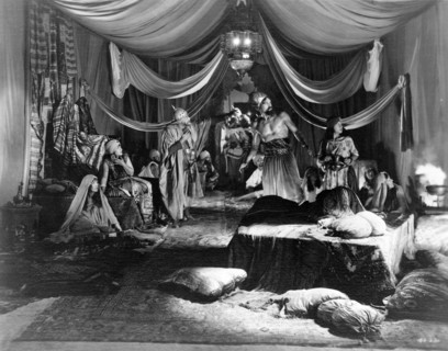 Hollywood film set showing the interior view of tent 1923.