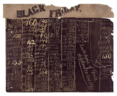 New York Gold Room bulletin board on Black Friday, Sept. 24, 1869