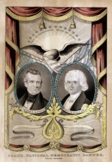 Campaign banner Nathaniel Currier is known to have produced for the Democrats in 1844.