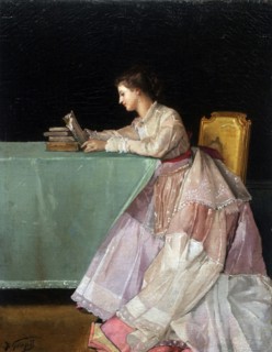 French Seated Woman by Jules Adolphe Goupil 1839 - 1883. Dated 1870