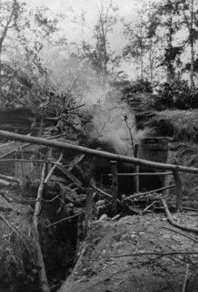 The remains of half burned bodies of German soldiers.