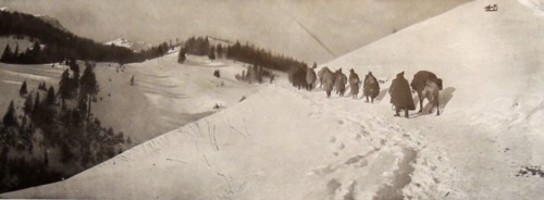 Serbian forces cross through Rumania in mid-winter.
