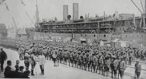 American soldiers ready to embark for Europe.