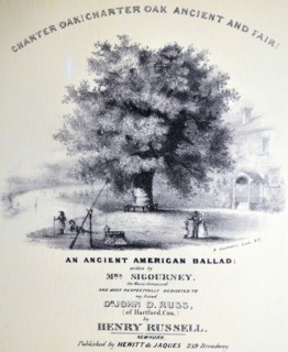 Currier & Ives Illustration. Charter Oak! Charter Oak Ancient and Fair