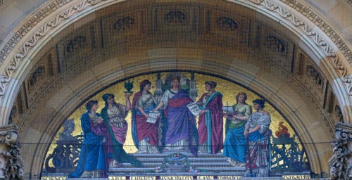 Mosaic over the main entrance to the Birmingham Council House, Birmingham, England.