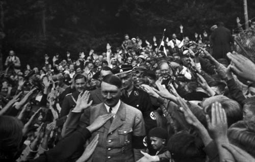 Adolf Hitler with local supporters at Obersalzberg