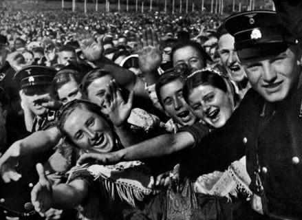 Adolf Hitler receiving the adulation of a crowd in Buckeberg 1935