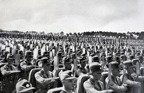 Rally of Nazi labour workers with spades 1935crowd in Buckeberg 1935