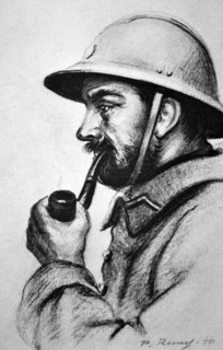 WWII: French army soldier. Drawing by P Remy 1940