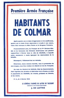 Announcement by General de Tassigny to the citizens of Colmar after their liberation