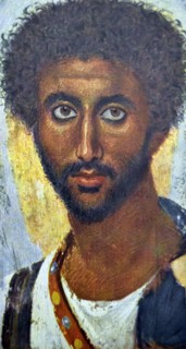 Encaustic portrait from a coffin at Fayum, Egypt 100 A.D.