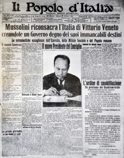 The historic October 31, 1922 issue of the Journal of Mussolini
