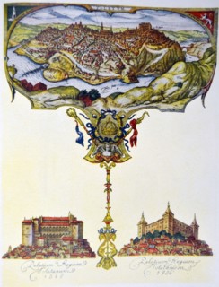 The Spanish city of Toledo depicted in a seventeeenth century illustration