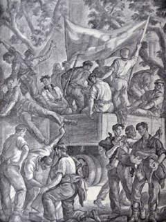 Spanish civil war: The columns of militia came at dawn of Bilbao by J. Valverde