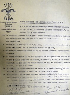 The covenant of the Falange merger with J. O. N. S.