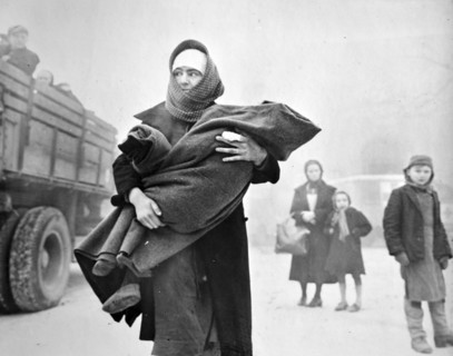WWII: Evacuation of French civilians in a front line village in Alsace Lorraine