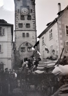 WWII: Evacuation of French civilians in a front line village in Alsace Lorraine