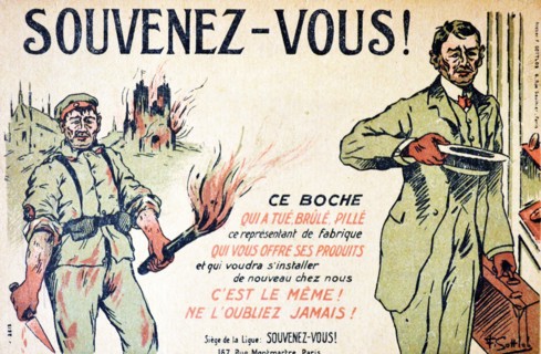Anti German postcard produced for the French occupation